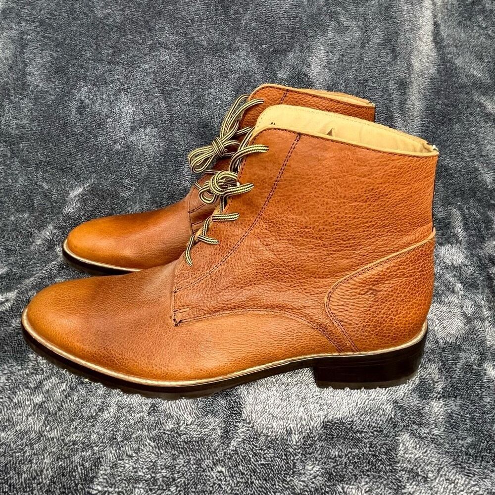 Alan Payne Santiago Boot Cognac Pebbled Leather Size 11.5 Made in Mexico